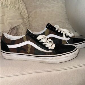 Vans Black and Camo Sneakers with White Soles